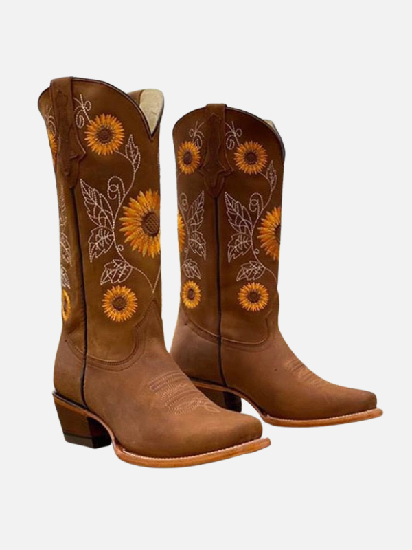 Regina | Botas Vaqueras Ortopédicas Bordadas para Mujer