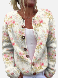Andrea | Cárdigan Estampado de Rosas con Botones