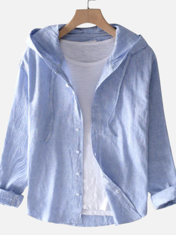 Diego | Camisa de Rayas con Capucha Manga Larga Hombre