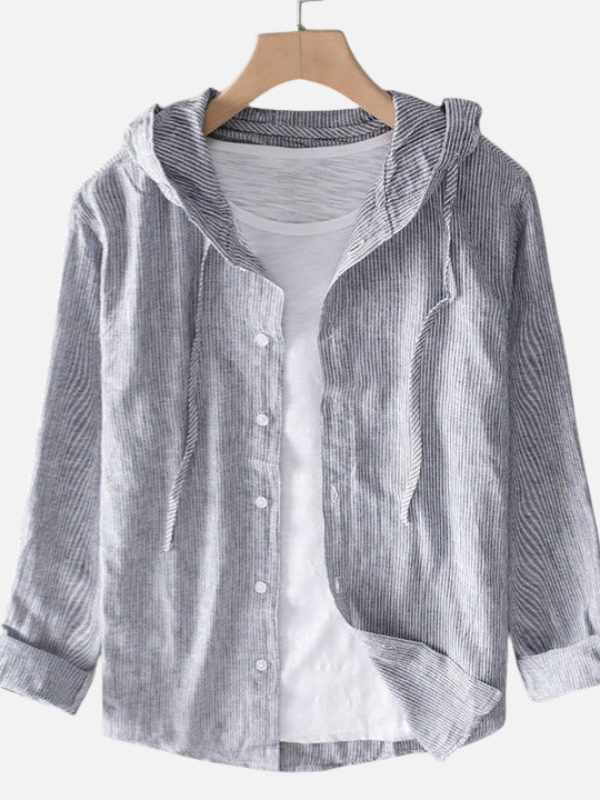 Diego | Camisa de Rayas con Capucha Manga Larga Hombre