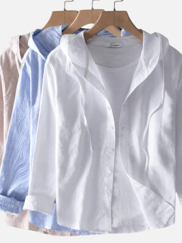 Diego | Camisa de Rayas con Capucha Manga Larga Hombre