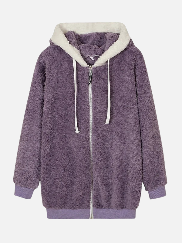 Emilia | Chamarra de Peluche con Capucha y Cierre Mujer