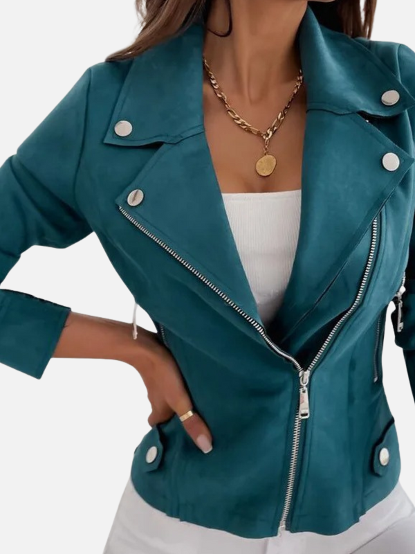 Fernanda | Chaqueta Biker de Gamuza con Cierre Mujer