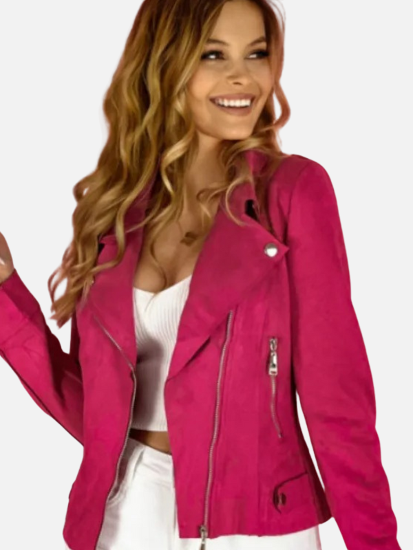 Fernanda | Chaqueta Biker de Gamuza con Cierre Mujer