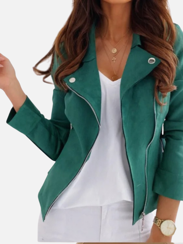 Fernanda | Chaqueta Biker de Gamuza con Cierre Mujer