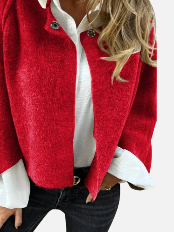 Regina | Chaqueta Corta Tejida sin Cuello para Mujer
