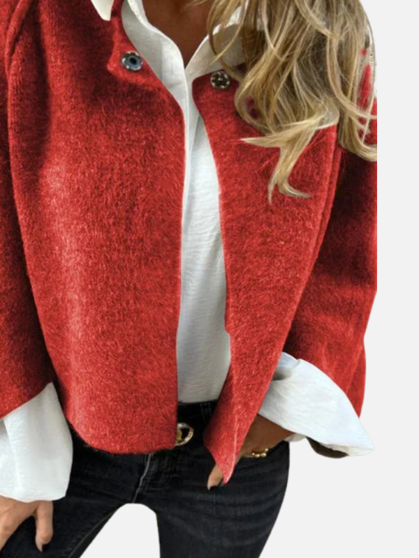 Regina | Chaqueta Corta Tejida sin Cuello para Mujer