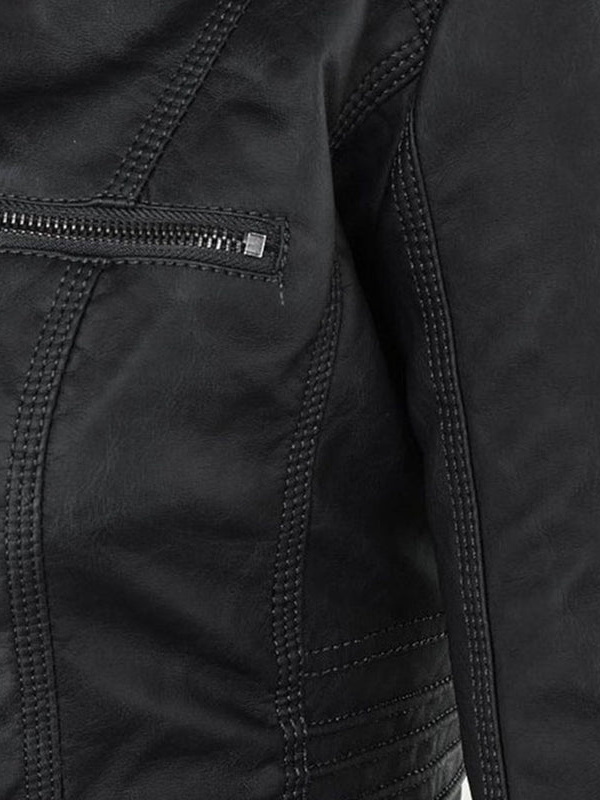 Alejandra | Chaqueta de Cuero Sintético con Capucha Mujer