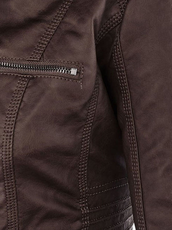 Alejandra | Chaqueta de Cuero Sintético con Capucha Mujer