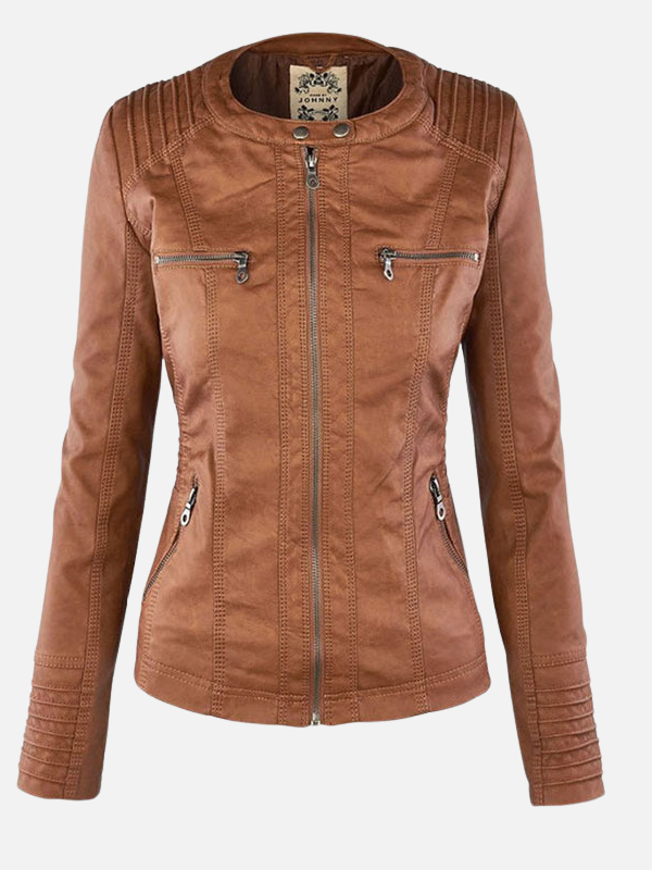 Alejandra | Chaqueta de Cuero Sintético con Capucha Mujer