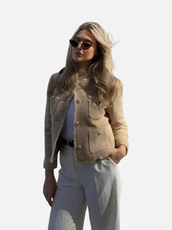 Renata | Chaqueta de Tweed Corta sin Cuello Mujer