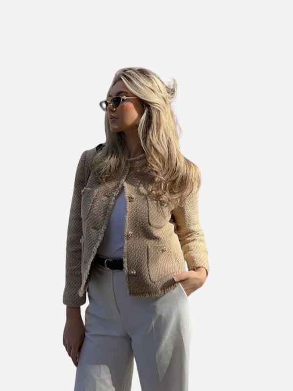 Renata | Chaqueta de Tweed Corta sin Cuello Mujer