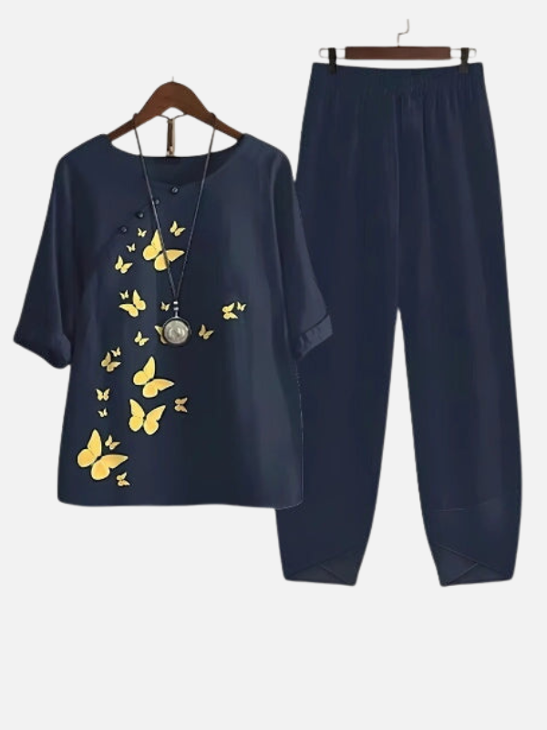 Silvia | Conjunto de Dos Piezas con Estampado de Mariposas