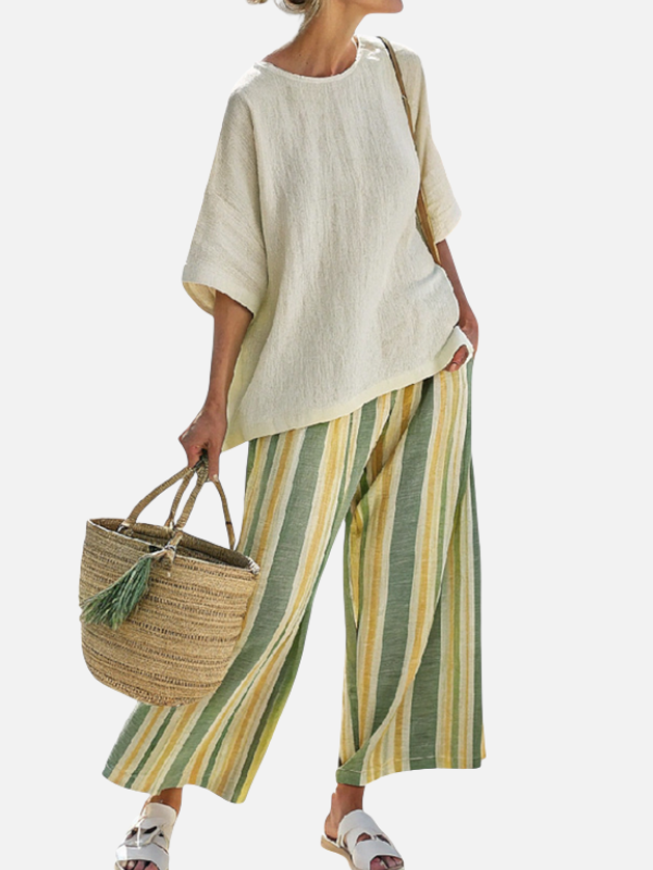 Beatriz | Conjunto de Dos Piezas de Pantalón a Rayas