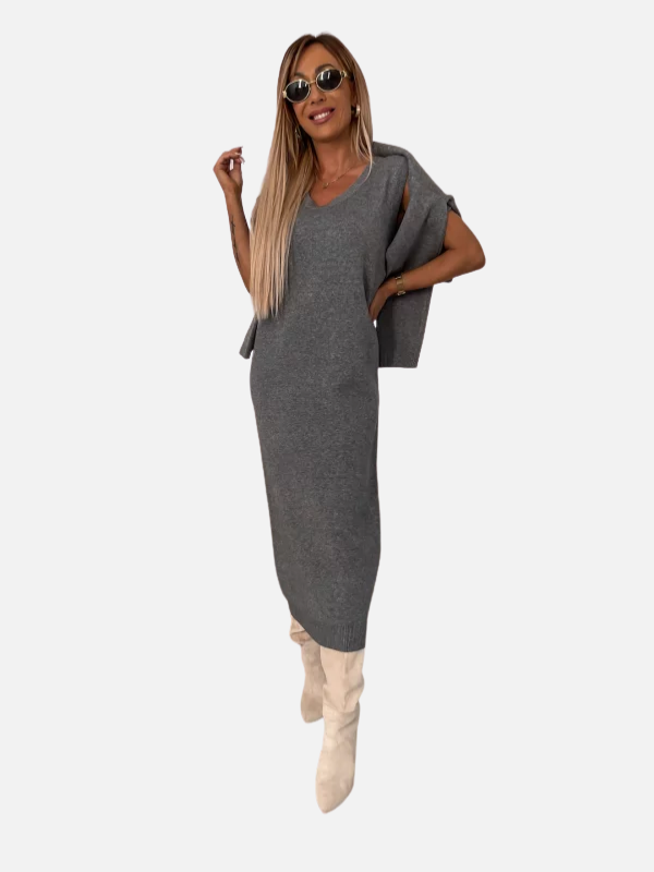 Andrea | Conjunto de Punto Vestido Largo y Suéter Mujer