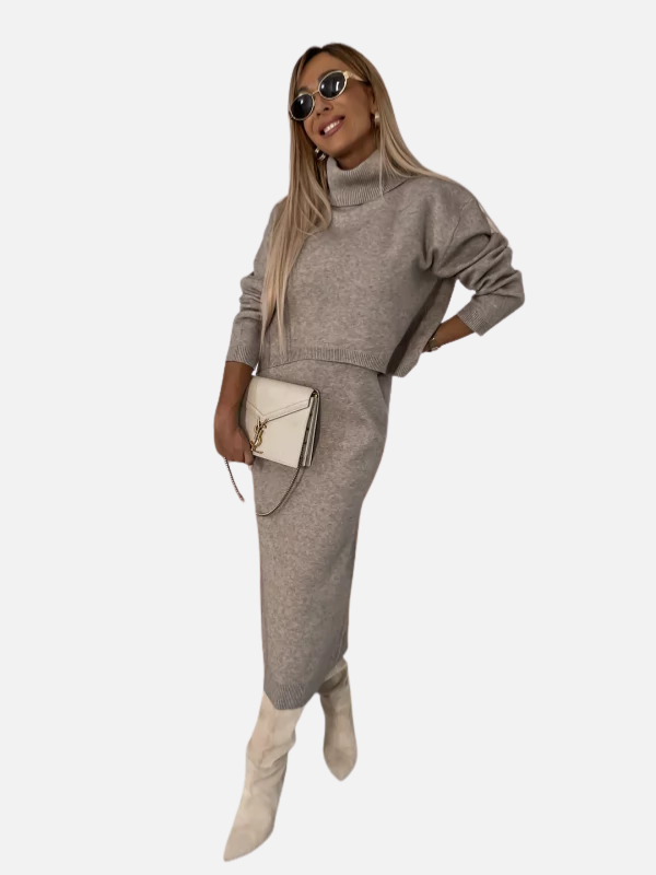 Andrea | Conjunto de Punto Vestido Largo y Suéter Mujer