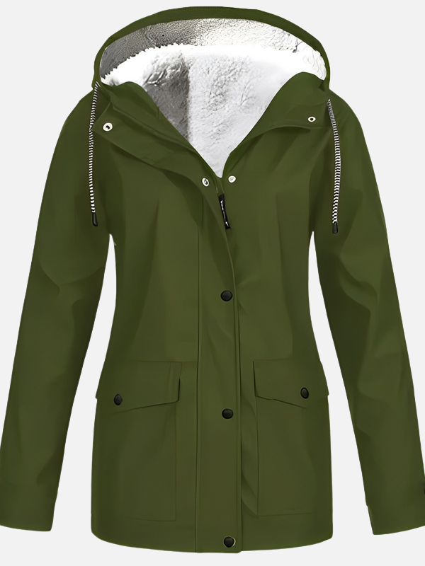 Adriana | Impermeable con Capucha y Forro Sherpa Mujer