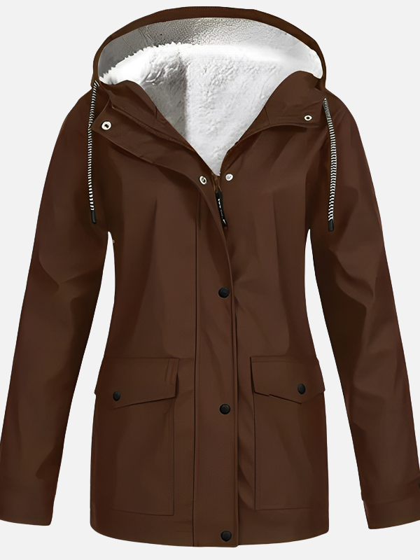 Adriana | Impermeable con Capucha y Forro Sherpa Mujer
