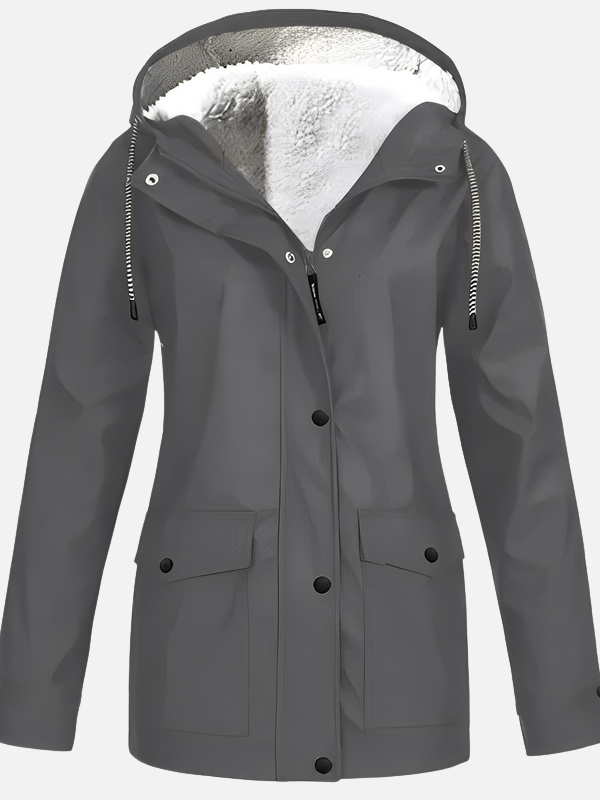Adriana | Impermeable con Capucha y Forro Sherpa Mujer