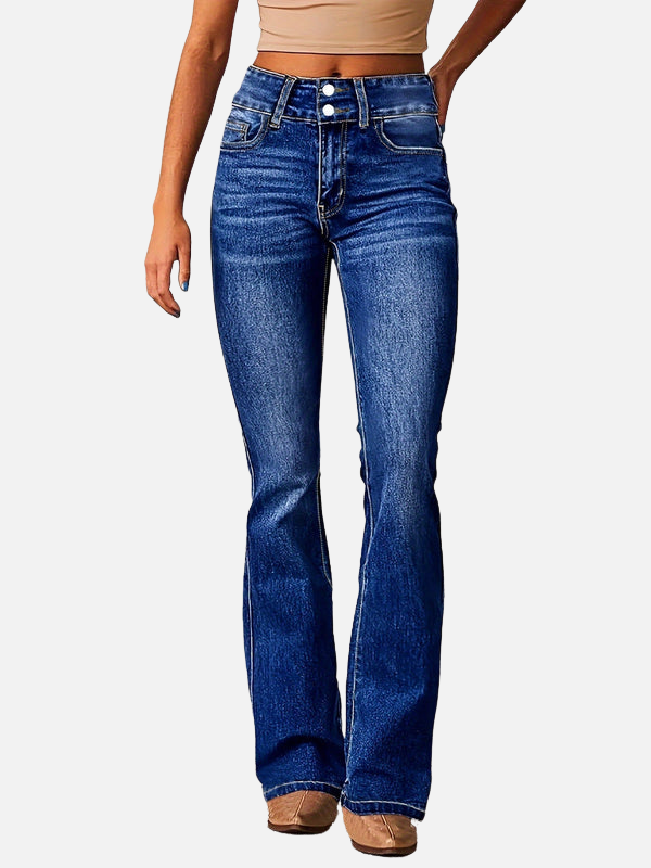 Natalia | Jeans Acampanados de Cintura Alta con Botones