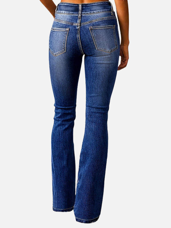 Natalia | Jeans Acampanados de Cintura Alta con Botones
