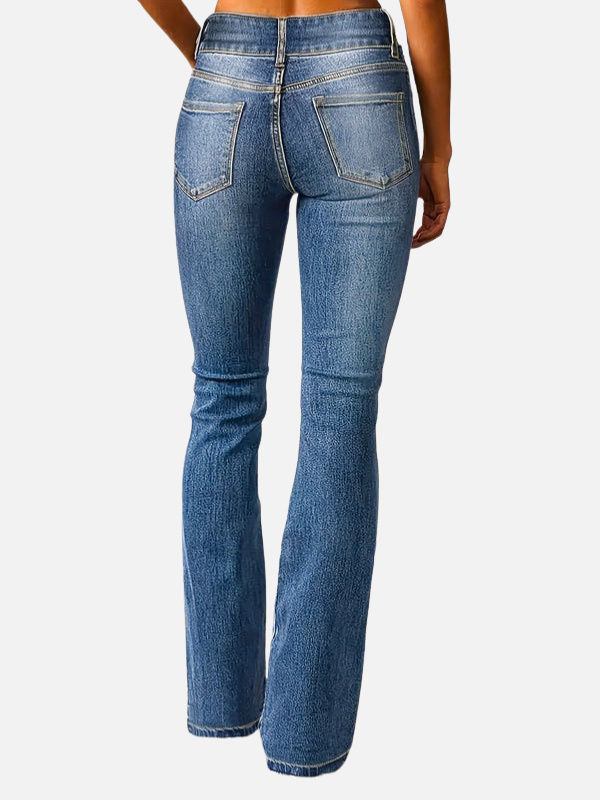 Natalia | Jeans Acampanados de Cintura Alta con Botones