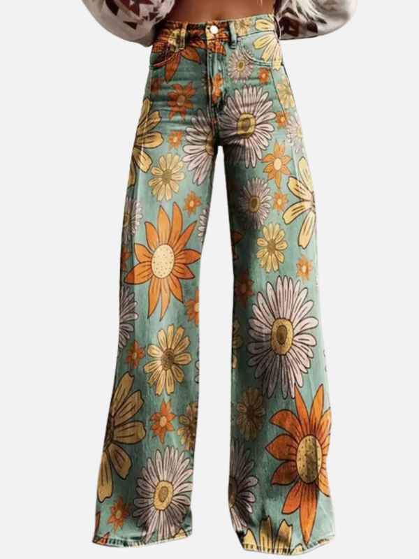 Luciana | Jeans Anchos Estampados de Tiro Alto para Mujer