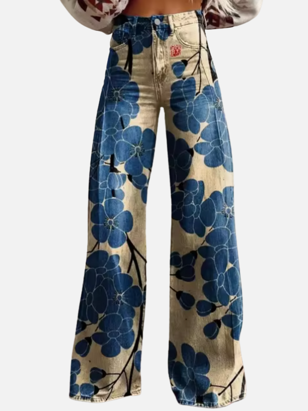 Luciana | Jeans Anchos Estampados de Tiro Alto para Mujer