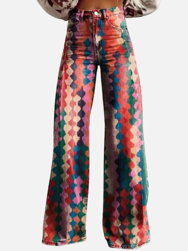Luciana | Jeans Anchos Estampados de Tiro Alto para Mujer