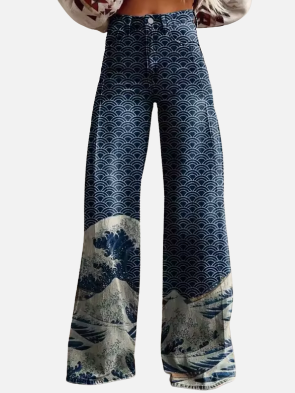 Luciana | Jeans Anchos Estampados de Tiro Alto para Mujer