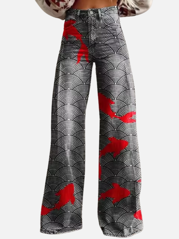 Luciana | Jeans Anchos Estampados de Tiro Alto para Mujer
