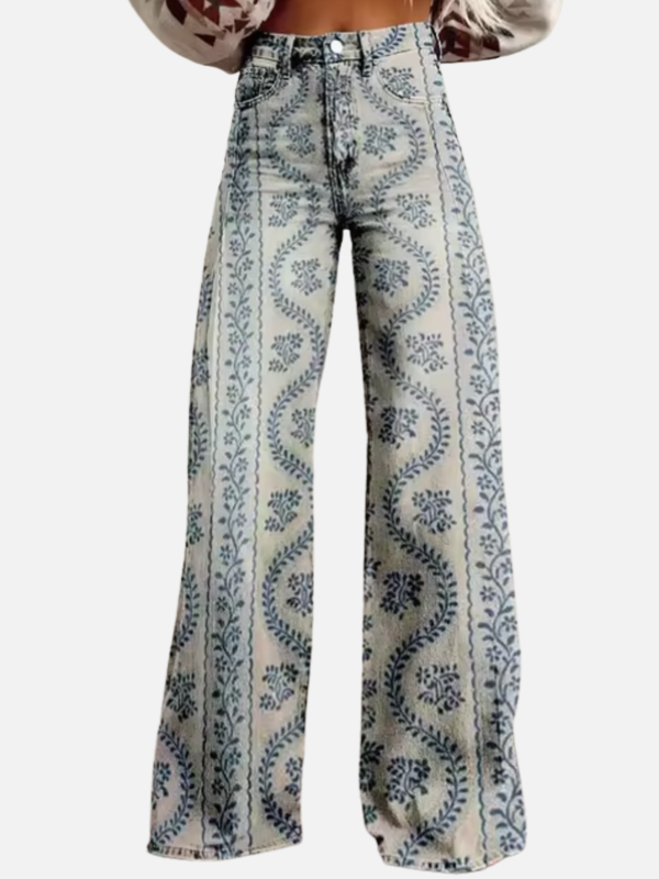 Luciana | Jeans Anchos Estampados de Tiro Alto para Mujer
