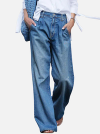 Paulina | Jeans Anchos con Pliegues de Tiro Alto Mujer