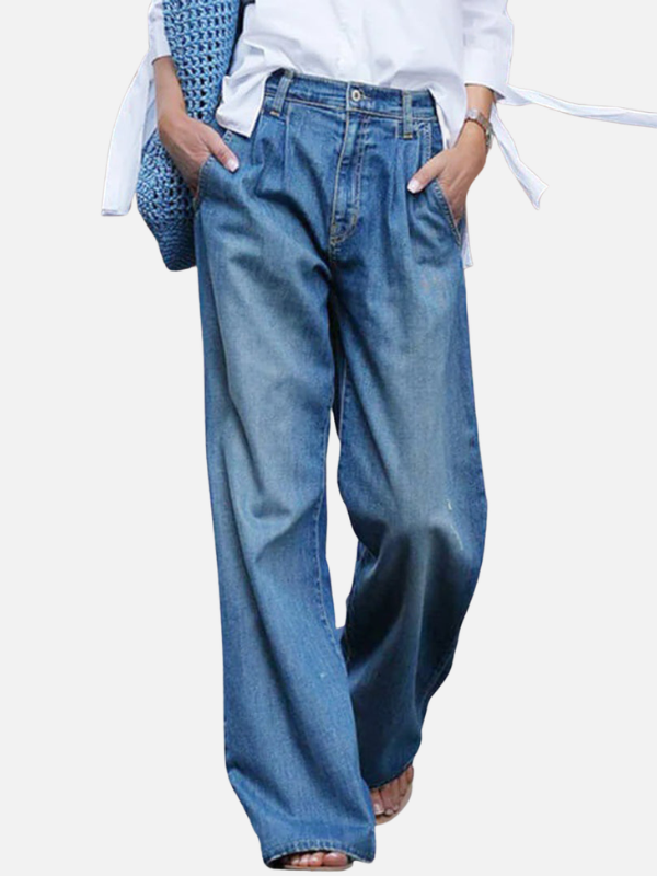 Paulina | Jeans Anchos con Pliegues de Tiro Alto Mujer