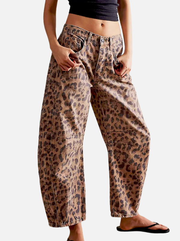 Camila | Jeans Animal Print de Leopardo Anchos para Mujer