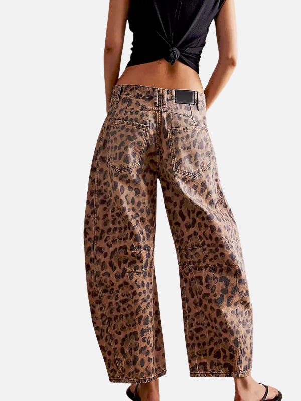 Camila | Jeans Animal Print de Leopardo Anchos para Mujer