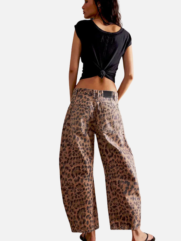 Camila | Jeans Animal Print de Leopardo Anchos para Mujer
