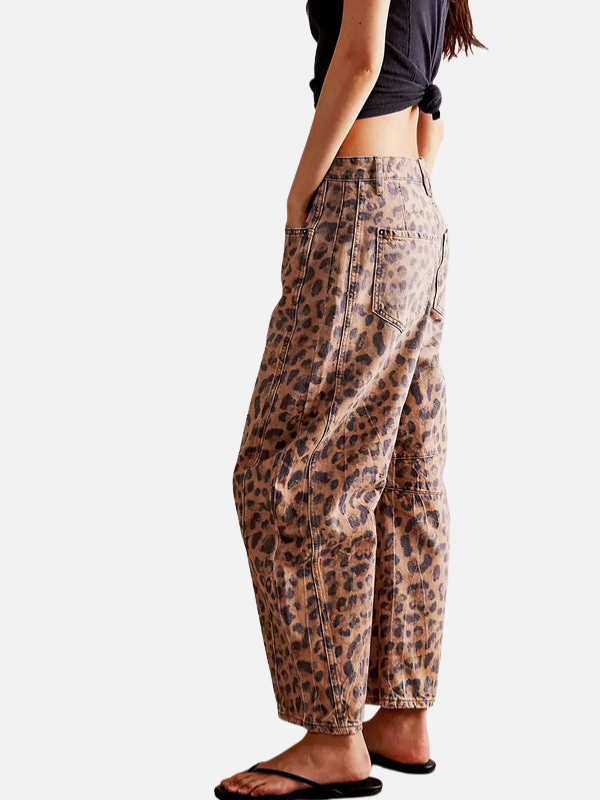 Camila | Jeans Animal Print de Leopardo Anchos para Mujer