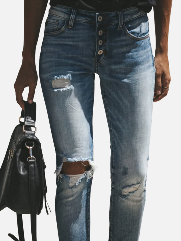 Karla | Jeans Rotos Skinny con Botones para Mujer