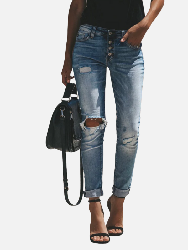 Karla | Jeans Rotos Skinny con Botones para Mujer