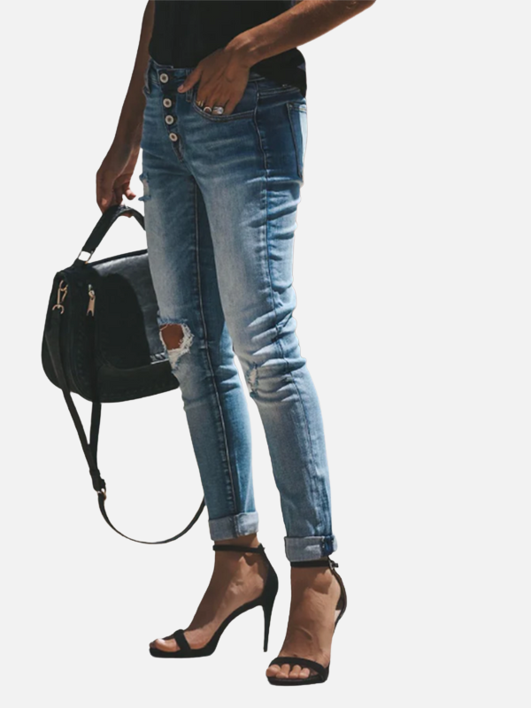 Karla | Jeans Rotos Skinny con Botones para Mujer