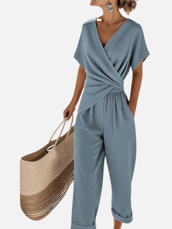Emilia | Jumpsuit Cruzado de Pierna Ancha para Mujer