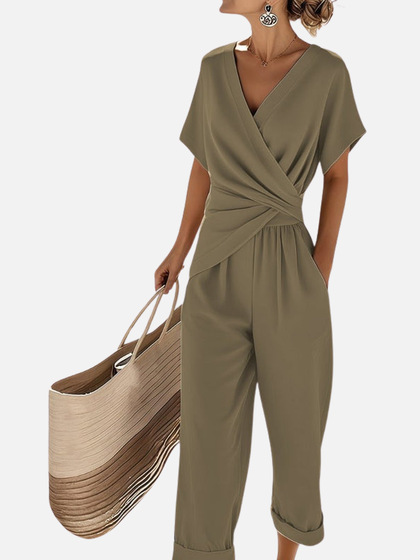 Emilia | Jumpsuit Cruzado de Pierna Ancha para Mujer