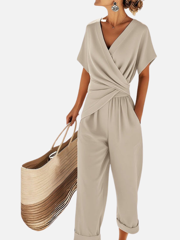 Emilia | Jumpsuit Cruzado de Pierna Ancha para Mujer