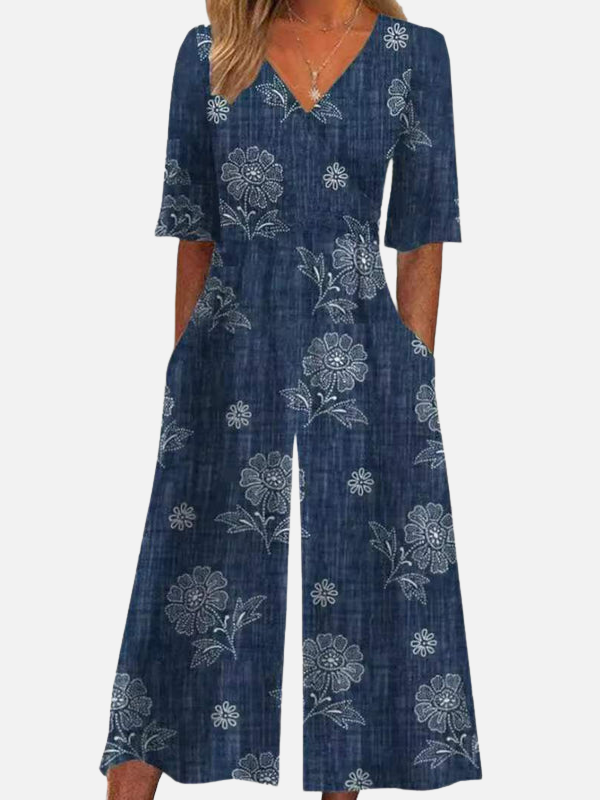 Fernanda | Jumpsuit Floral con Escote en V para Mujer