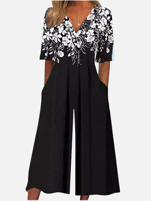 Fernanda | Jumpsuit Floral con Escote en V para Mujer