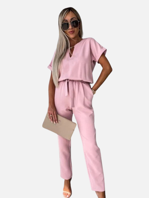 Victoria | Jumpsuit de Manga Corta con Cordón Mujer