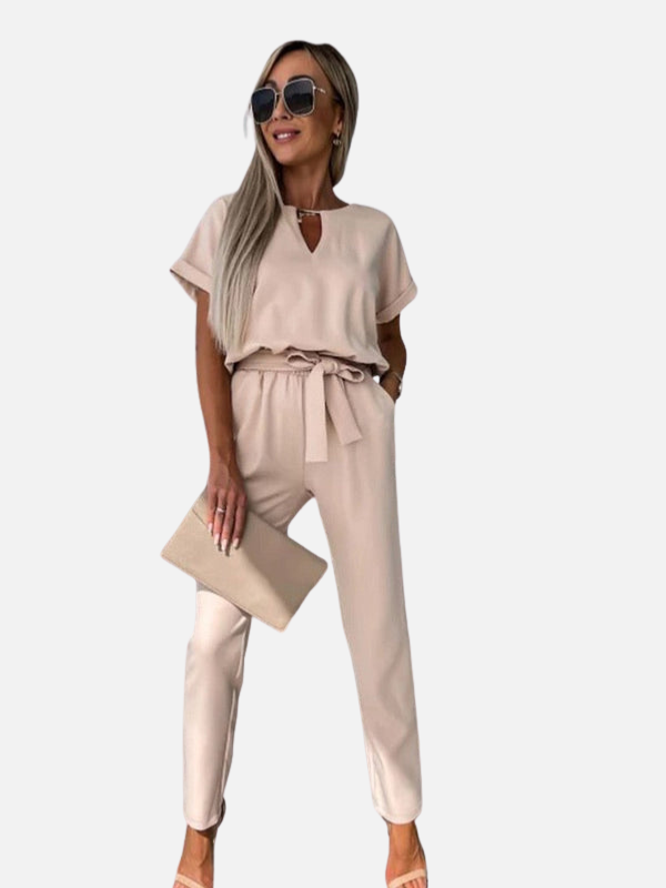 Victoria | Jumpsuit de Manga Corta con Cordón Mujer