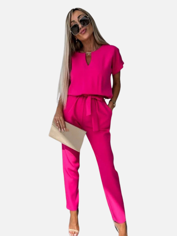 Victoria | Jumpsuit de Manga Corta con Cordón Mujer
