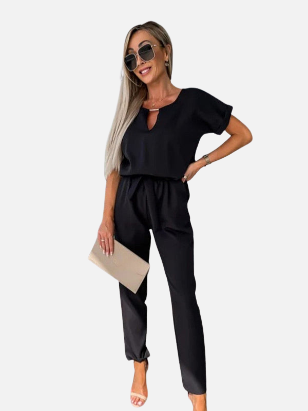 Victoria | Jumpsuit de Manga Corta con Cordón Mujer
